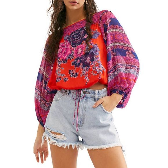 Free People Tops - Free People Blue Nile Printed Top Small
